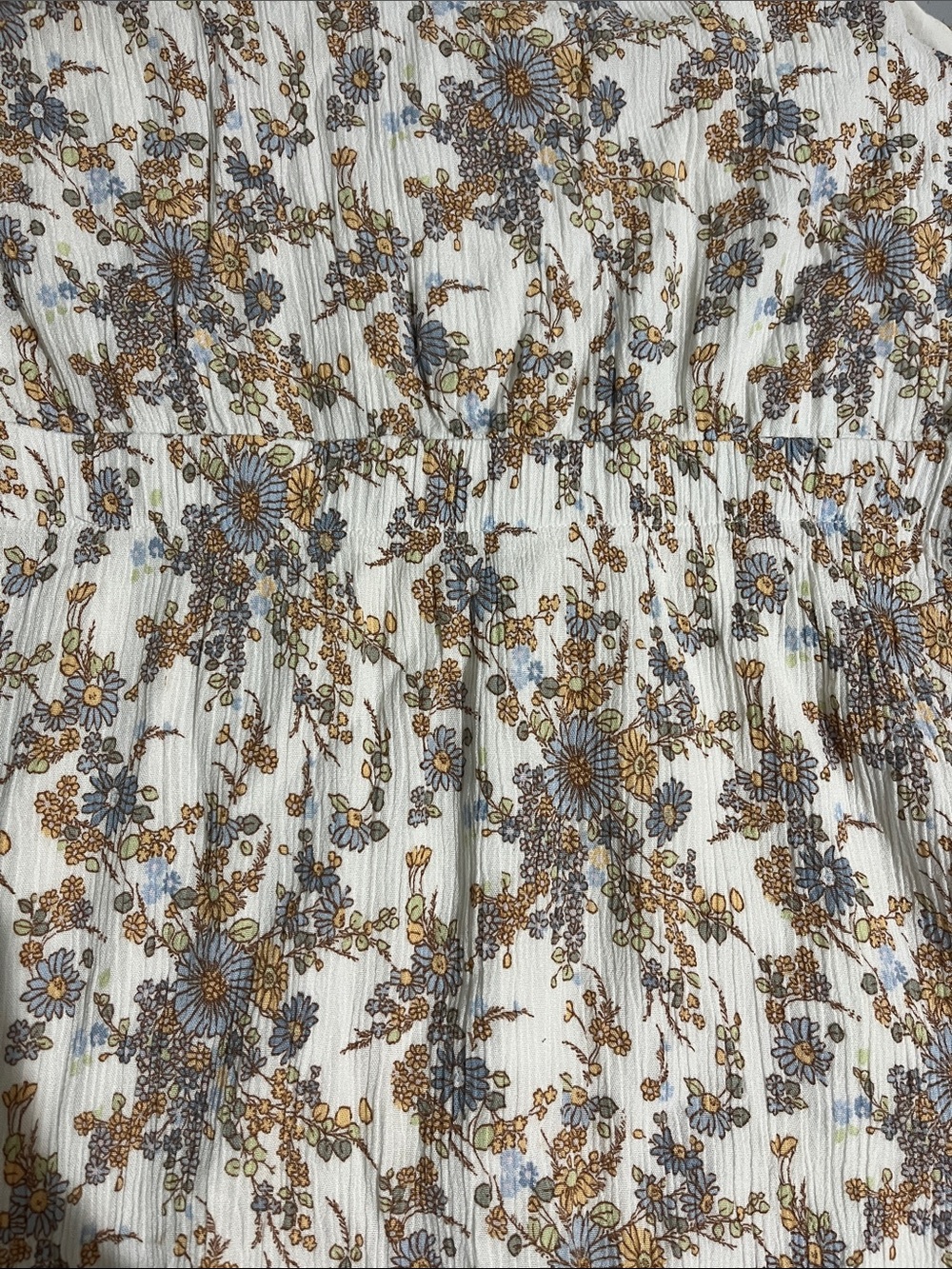 Abercrombie & Fitch Floral Midi Skirt in White, Mustard, and Dusty Blue - Picture 16 of 16
